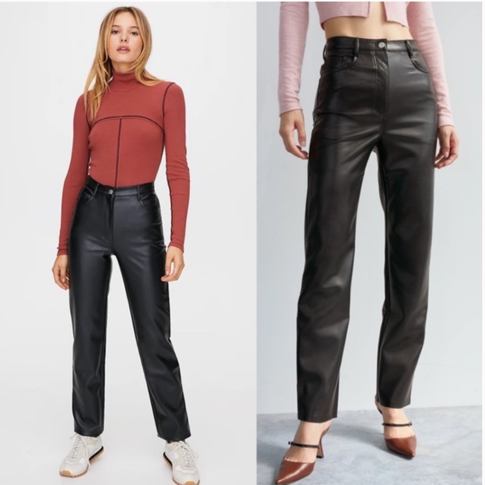 Aritzia Black Faux Leather Pants